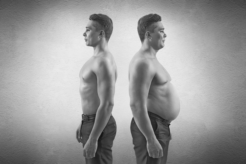 Before and after image of male losing weight